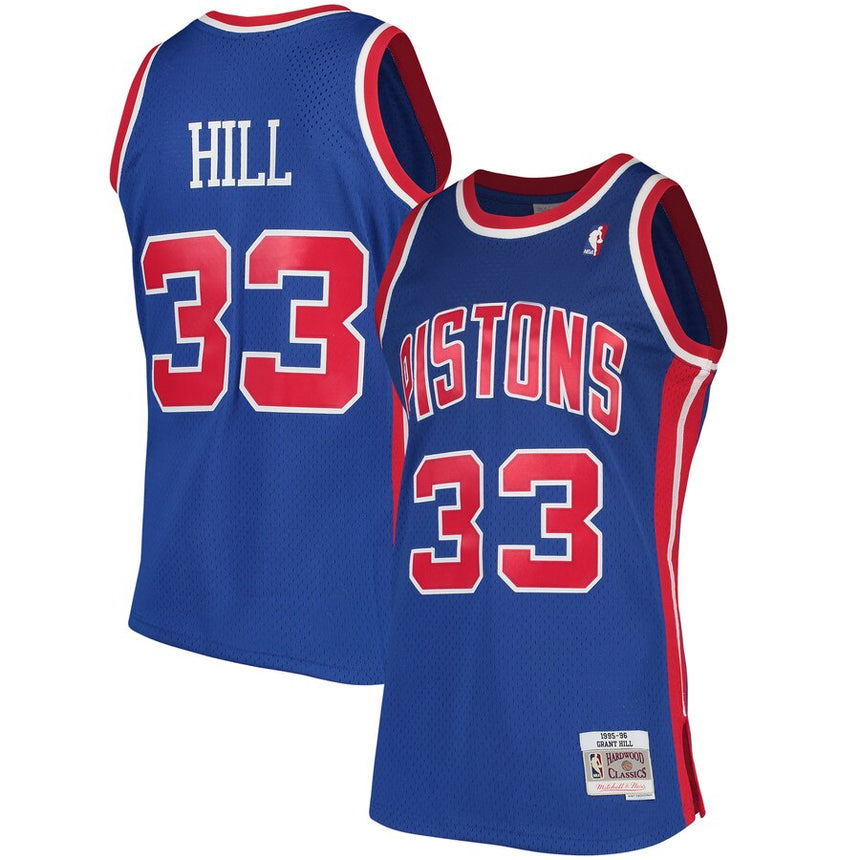 Men's Detroit Pistons Grant Hill Mitchell & Ness Blue 1995-96 Hardwood Classics Swingman Jersey