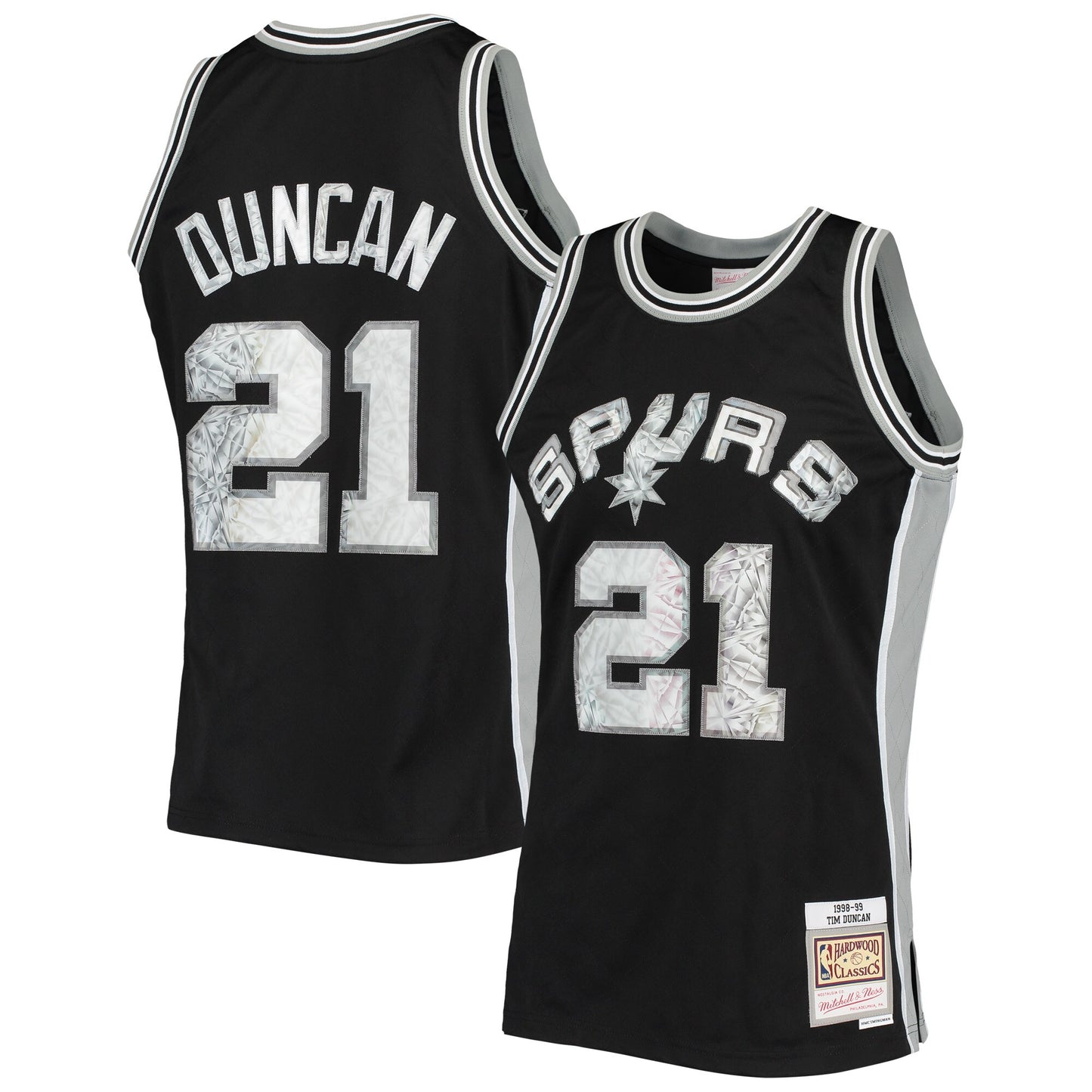 Tim Duncan San Antonio Spurs Mitchell & Ness 1996-97 Hardwood Classics NBA 75th Anniversary Diamond Swingman Jersey - Black