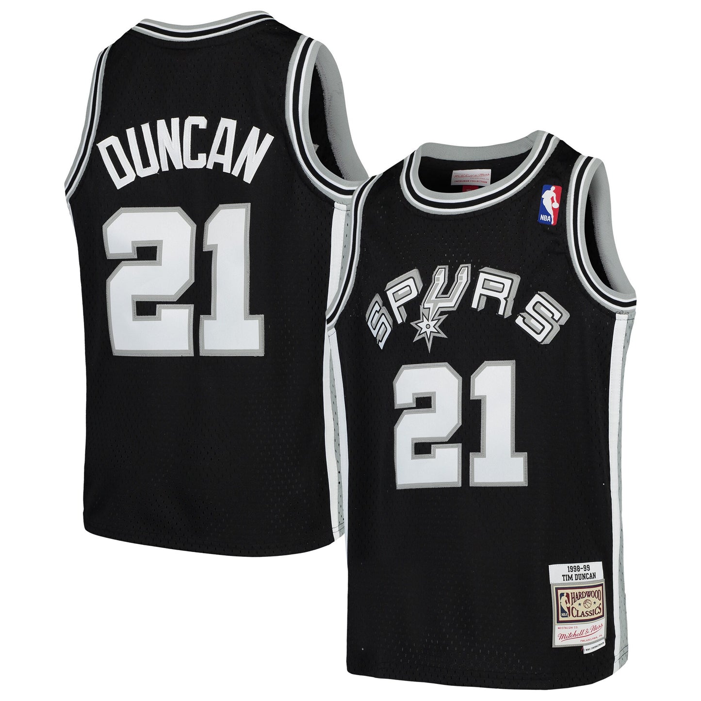 Tim Duncan San Antonio Spurs Mitchell & Ness Youth Swingman Throwback Jersey - Black