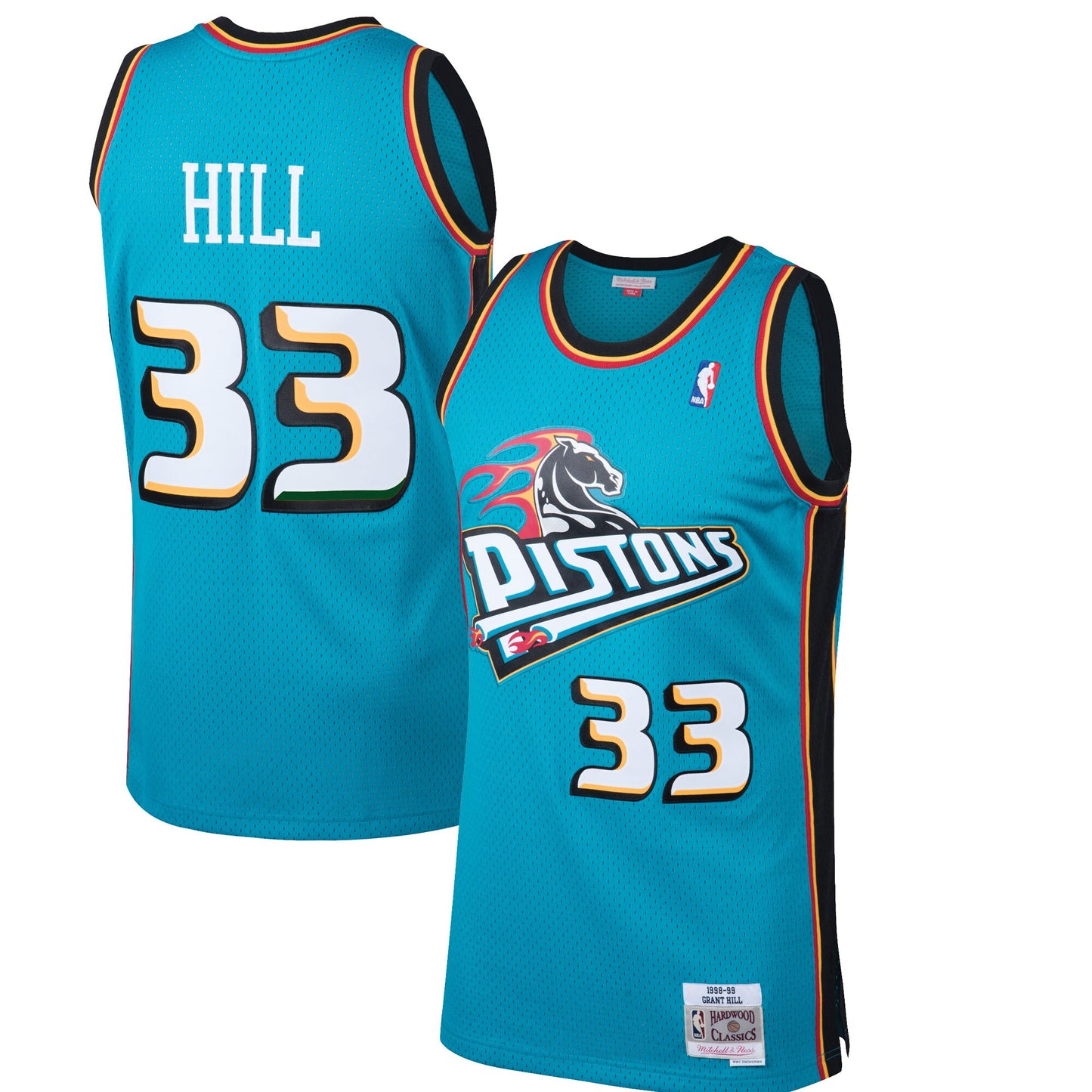 Grant Hill Detroit Pistons Mitchell & Ness Hardwood Classics Swingman Jersey - Teal