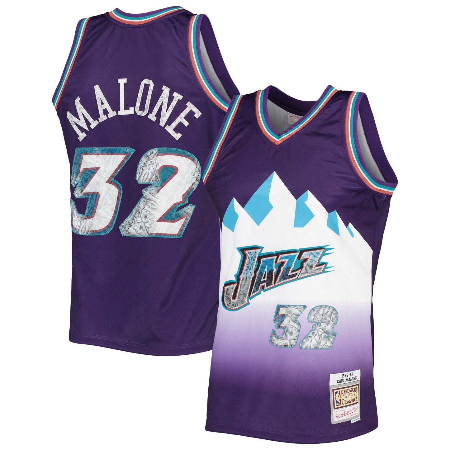 Karl Malone Utah Jazz Mitchell & Ness 1996-97 Hardwood Classics NBA 75th Anniversary Diamond Swingman Jersey - Purple