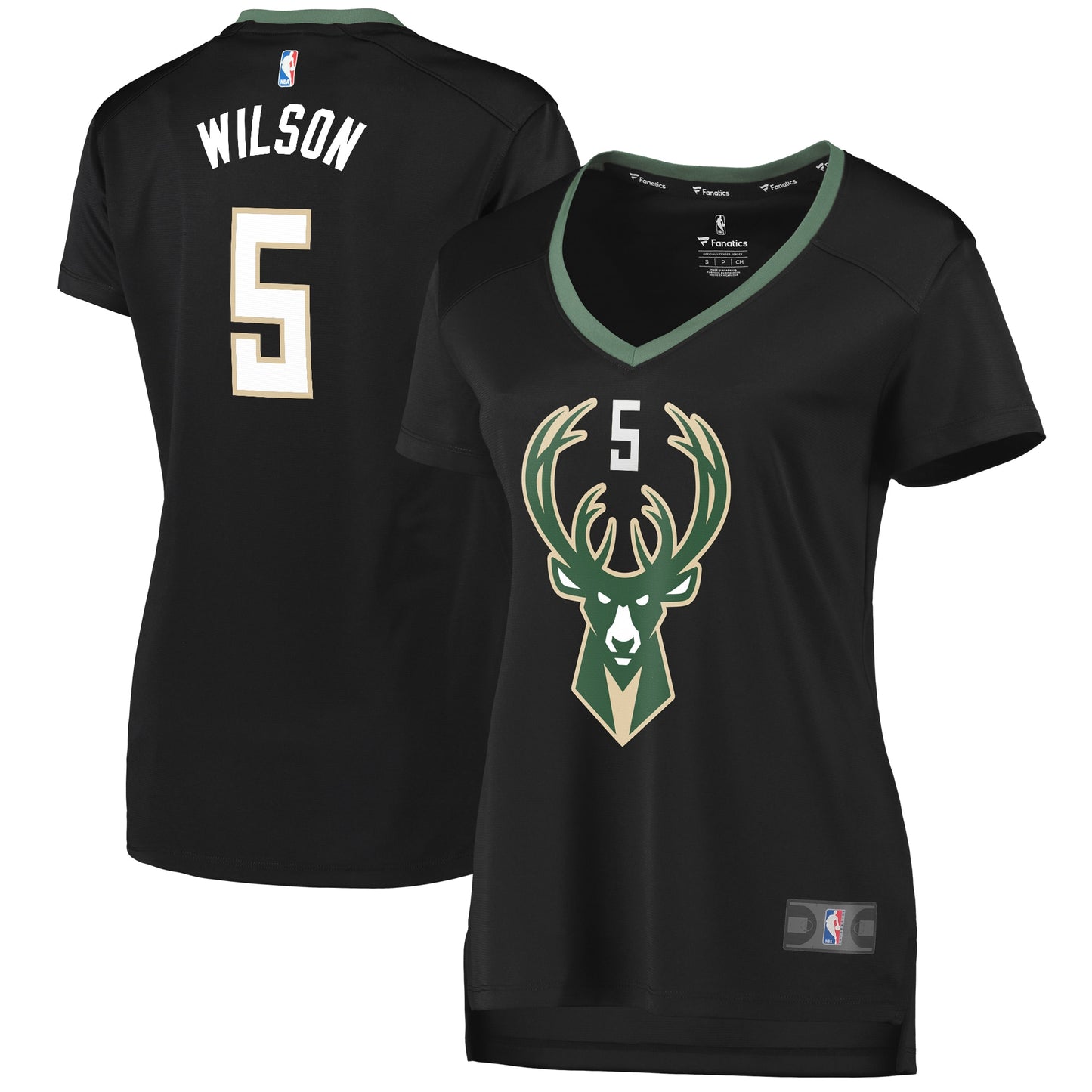 D.J. Wilson Milwaukee Bucks Fanatics Branded Women's Fast Break Replica Player Jersey - Statement Edition - Black