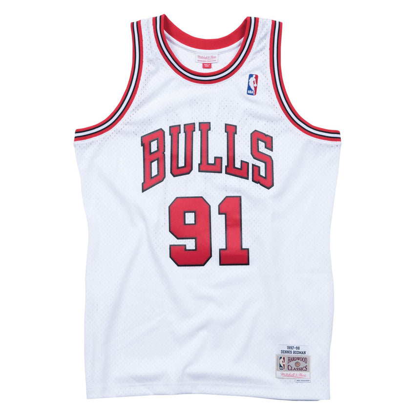Men's Chicago Bulls Dennis Rodman Mitchell & Ness White 1997-98 Hardwood Classics Swingman Jersey