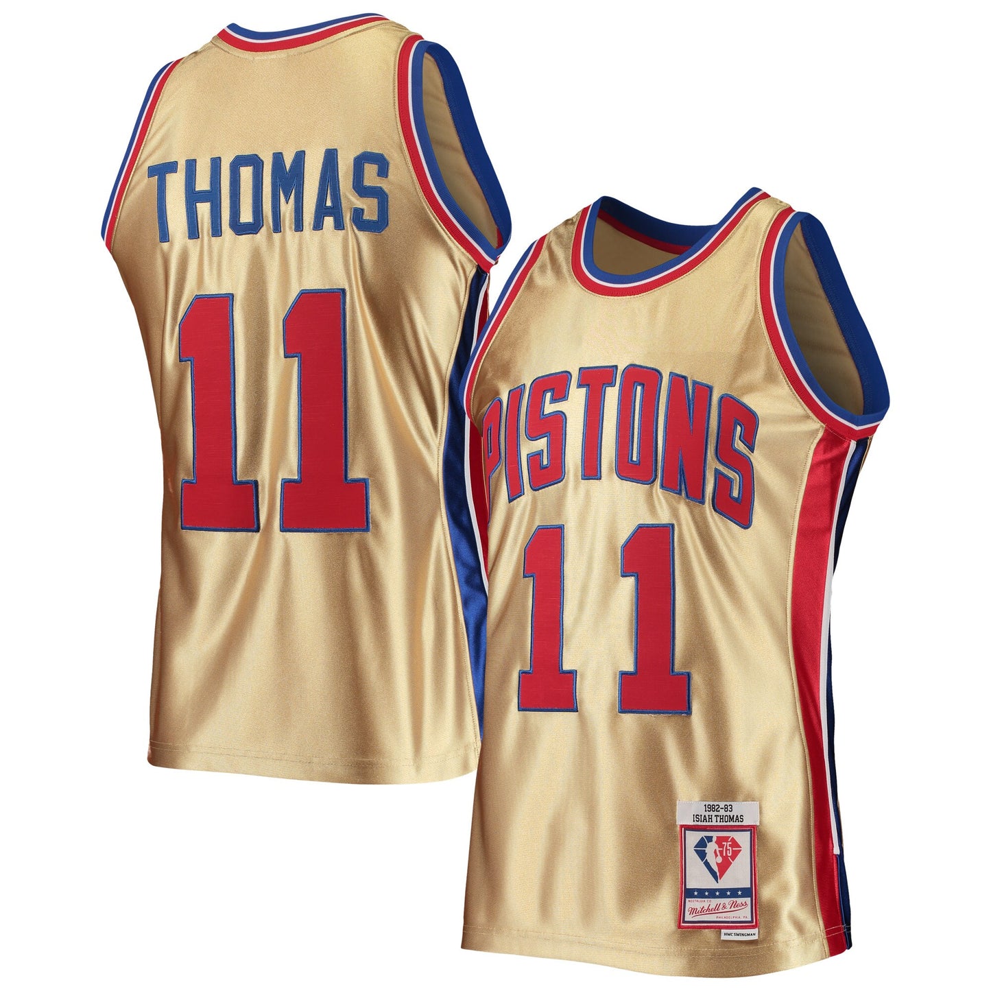 Isaiah Thomas Detroit Pistons Mitchell & Ness 75th Anniversary 1982/83 Hardwood Classics Swingman Jersey - Gold