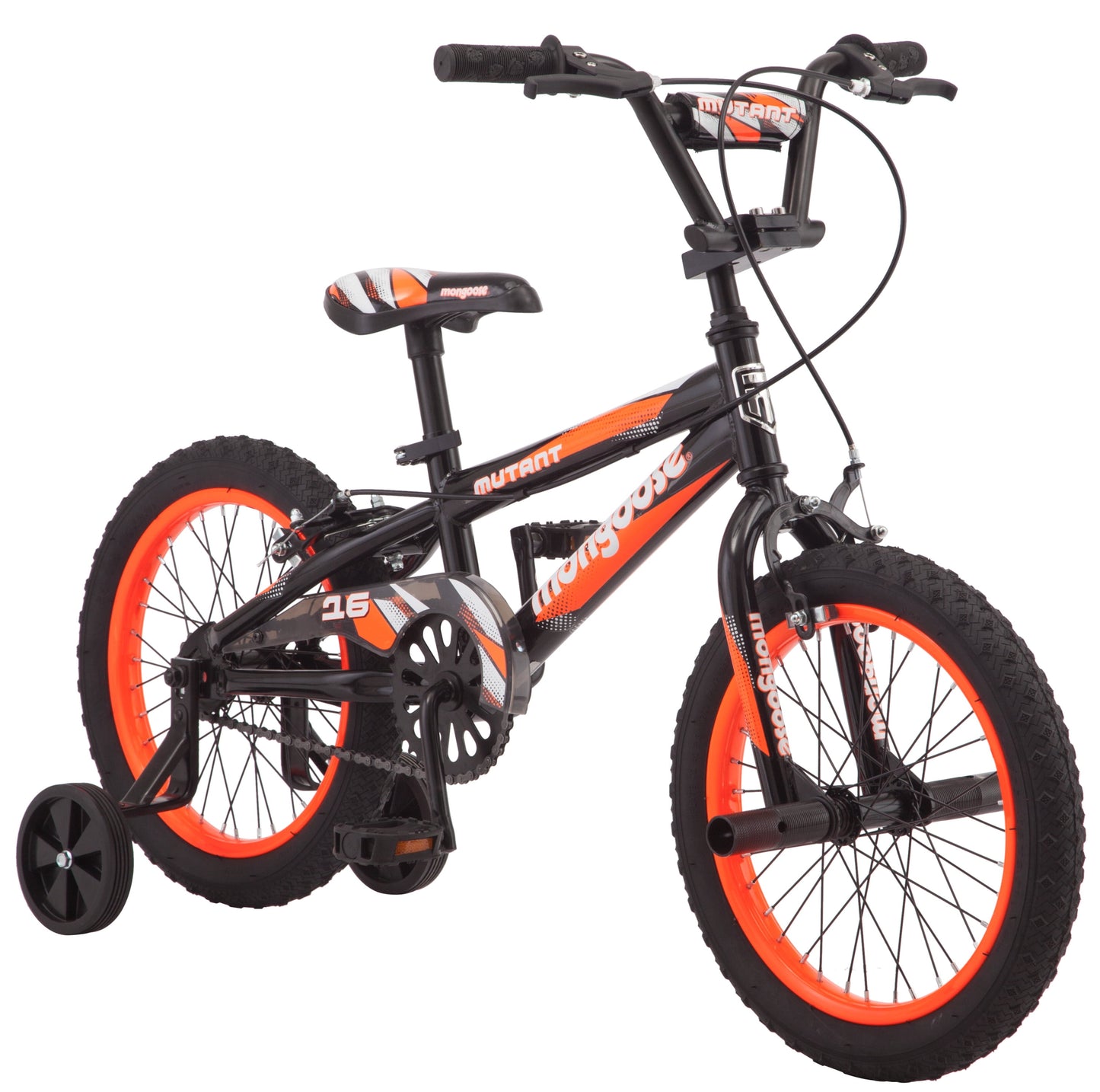 Mongoose 16" Mutant Kid's BMX Bike, Ages 3-5, Black & Orange