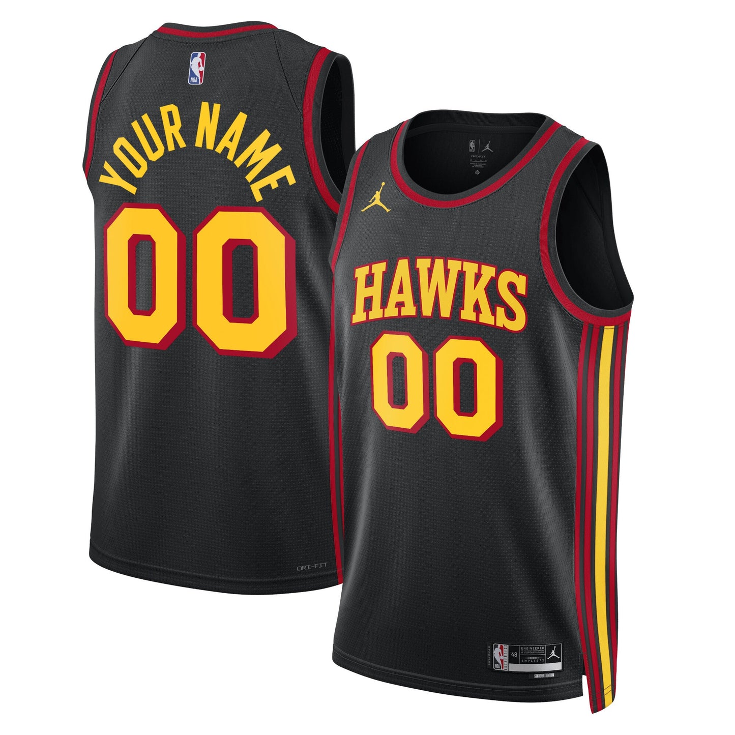 Atlanta Hawks Jordans Brand Unisex 2022/23 Swingman Custom Jersey - Statement Edition - Black