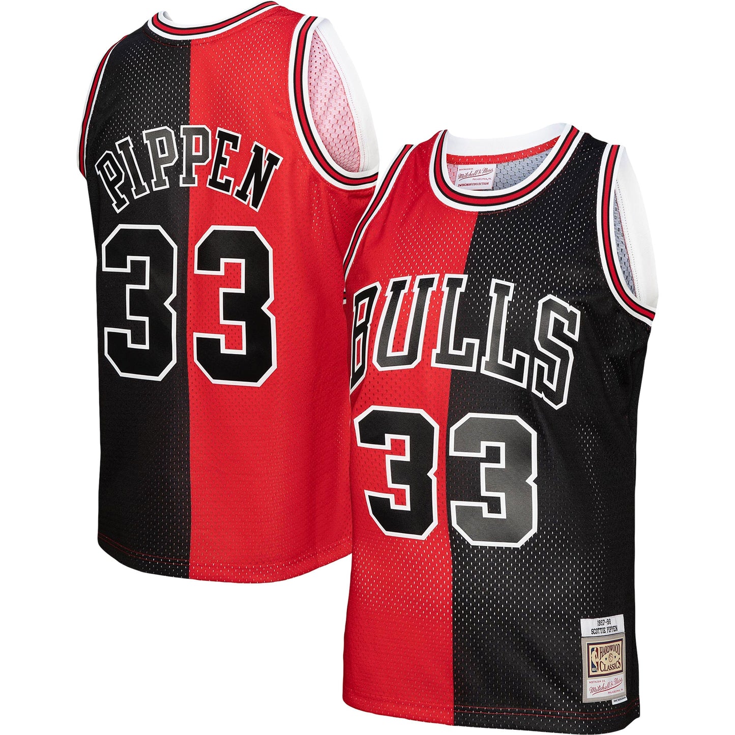 Scottie Pippen Chicago Bulls Mitchell & Ness Hardwood Classics 1997/98 Split Swingman Jersey - Red/Black