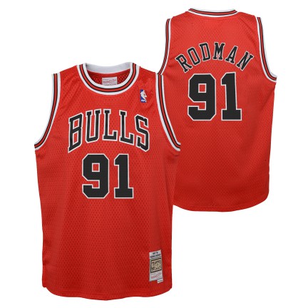 Youth Chicago Bulls Dennis Rodman Mitchell & Ness Red 1995-96 Hardwood Classics Swingman Jersey