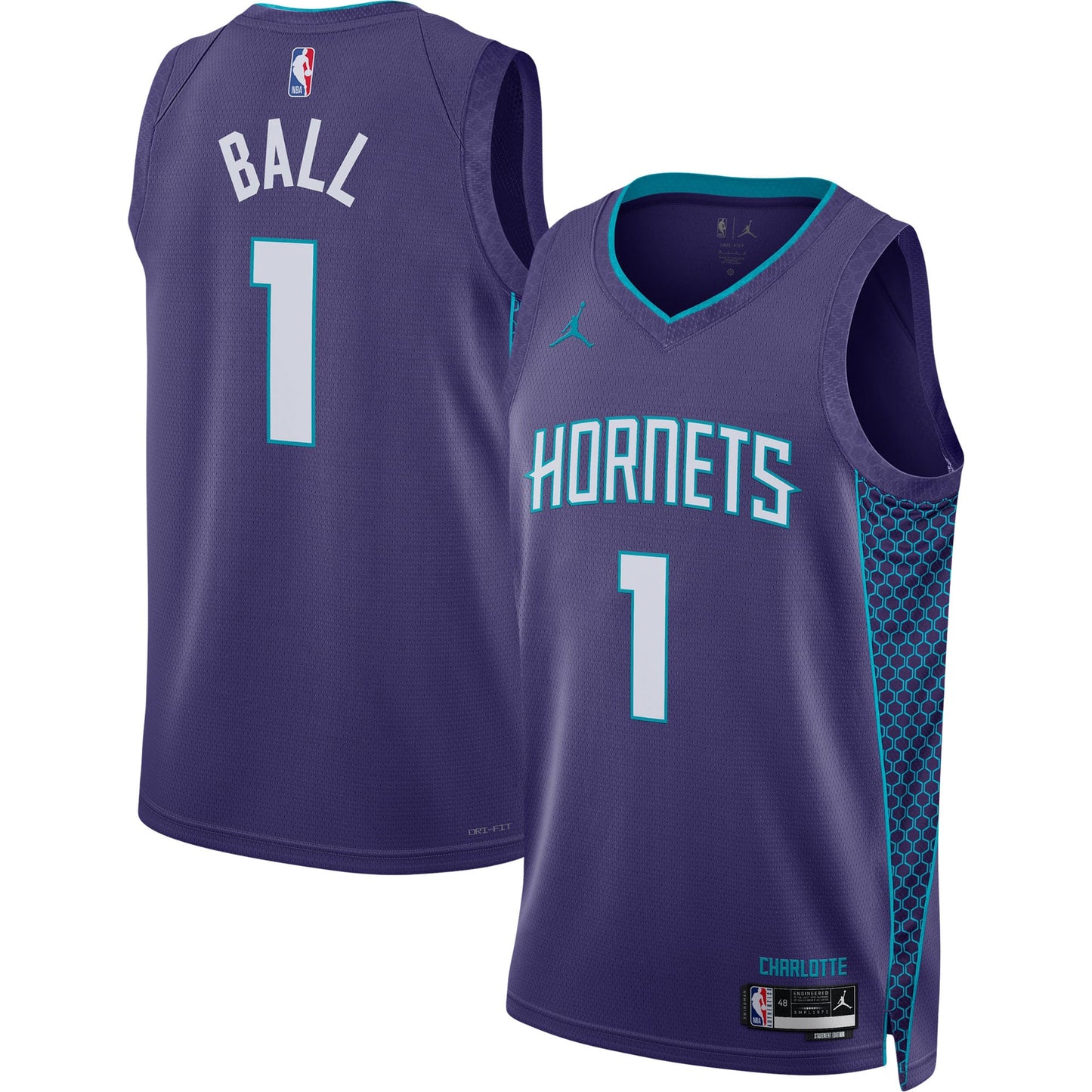 LaMelo Ball Charlotte Hornets Jordans Brand Unisex Swingman Jersey - Statement Edition - Purple