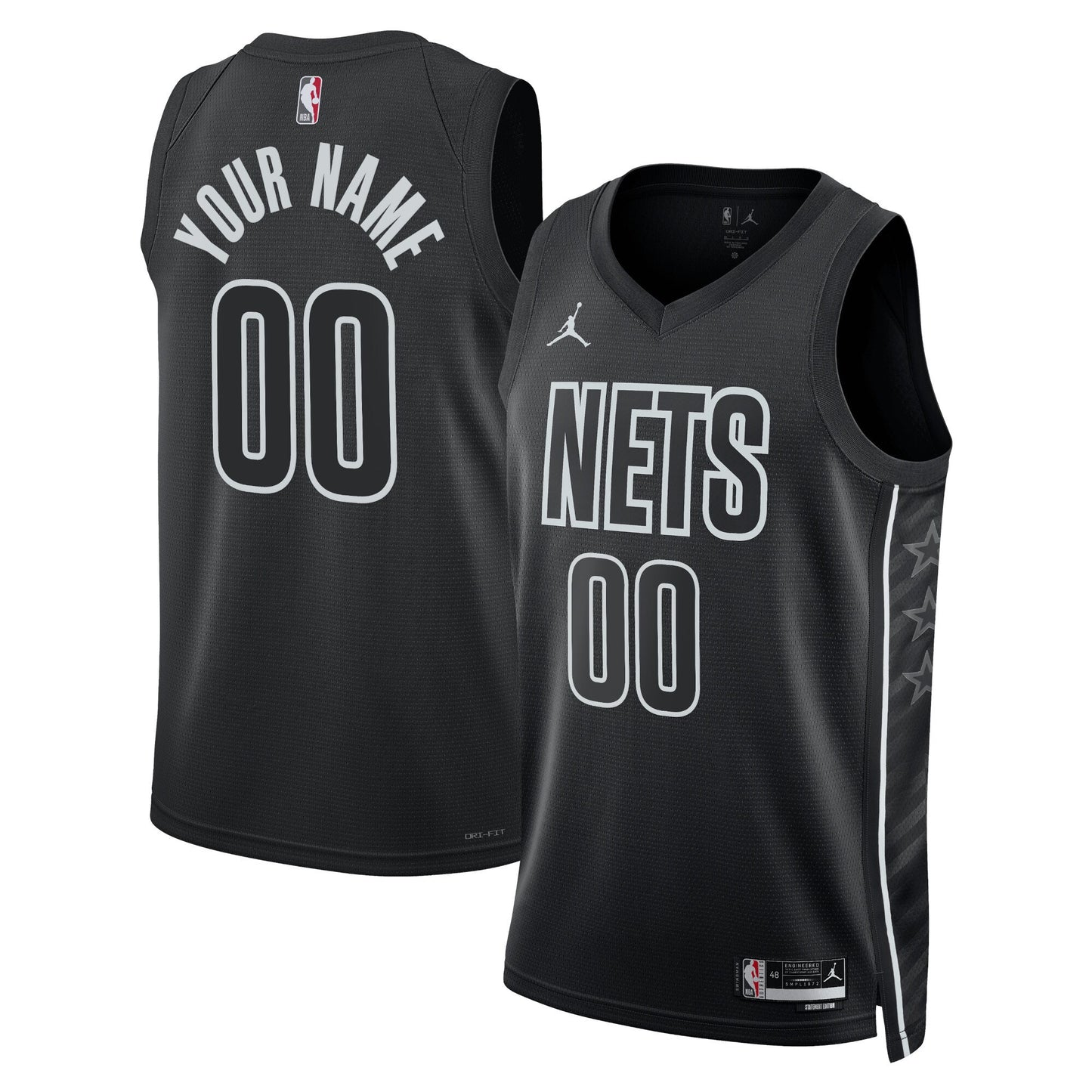 Brooklyn Nets Jordans Brand Unisex 2022/23 Swingman Custom Jersey - Statement Edition - Black
